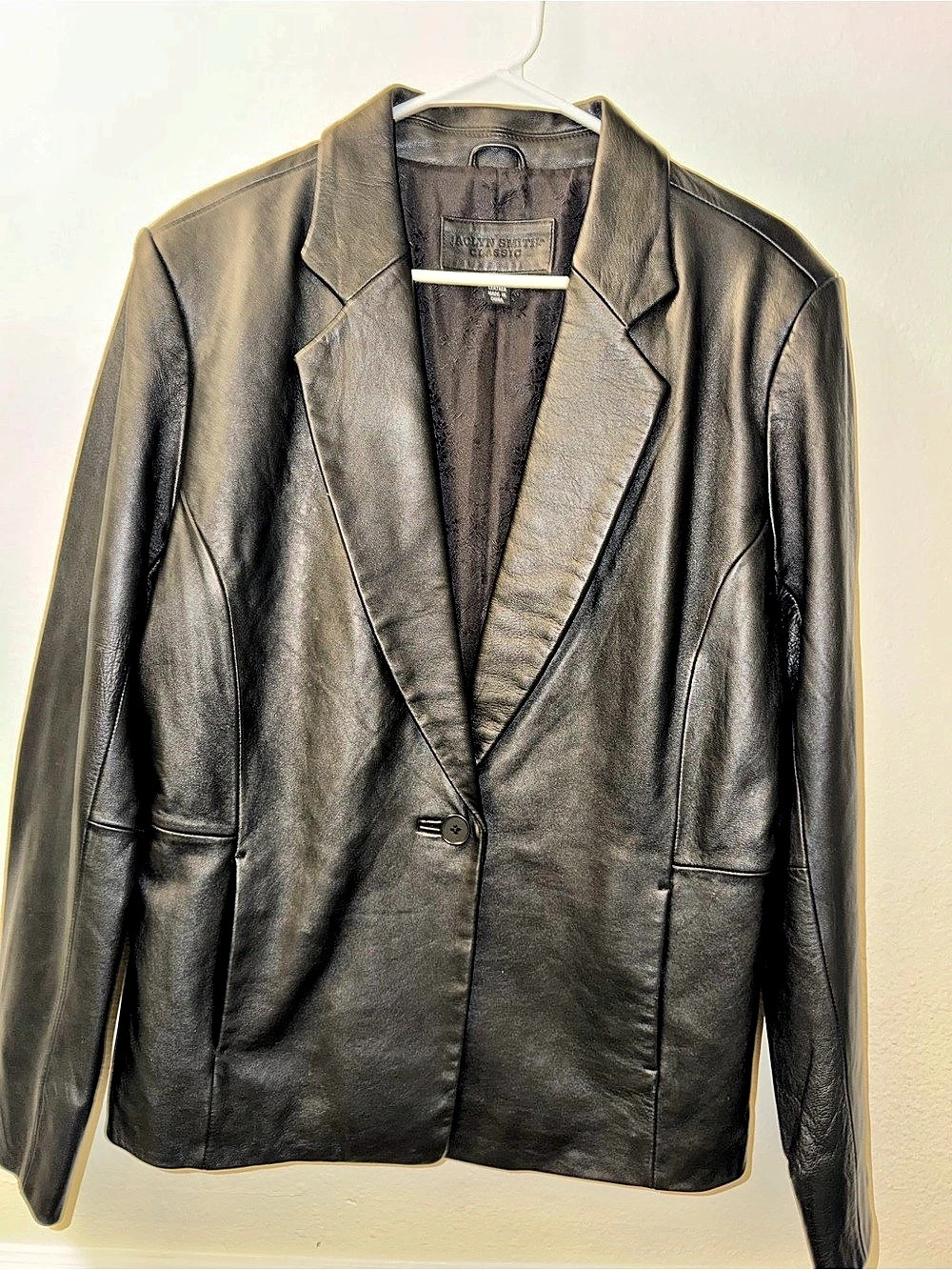 Faux Leather Blazer Jacket in Black Size XL Like New